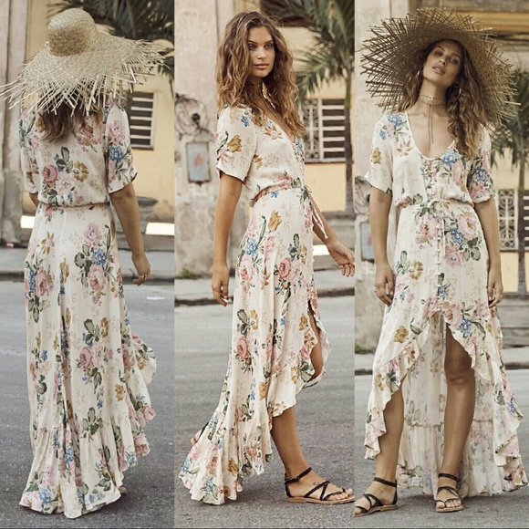 New auguste delilah maxi dress natural bloom 6 XS - Picture 2 of 16